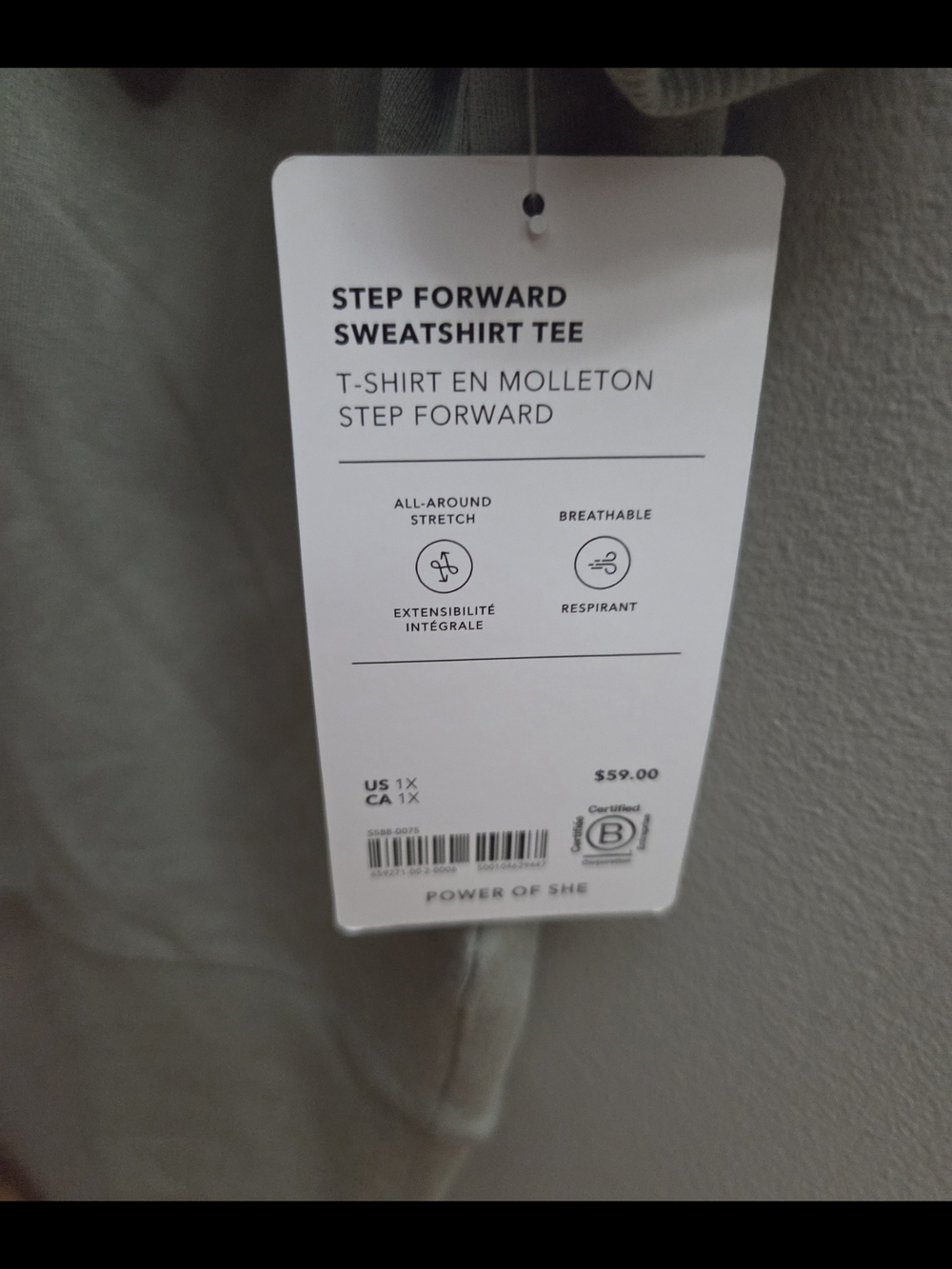 Athleta Step Forward Sweatshirt Light Sage Green V-Neck Short Sleeve T-Shirt Top - Picture 8 of 8